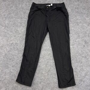 Chicos Pants Womens Size 2 Ankle Black Stretch Zip Pockets Preppy Adult 34x30*